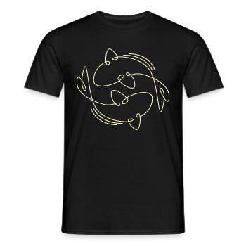 Illustration de poisson carpe Koi minimaliste - T-shirt homme - noir - Devant - AI Model Male 178 light (178cm)
