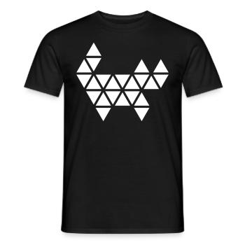 Geometric triangle abstract cat illustration - Men's T-Shirt - black - Front - AI Model Male 178 light (178cm)