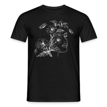 Flowers face drawing silhouette - Men's T-Shirt - black - Front - AI Model Male 178 light (178cm)