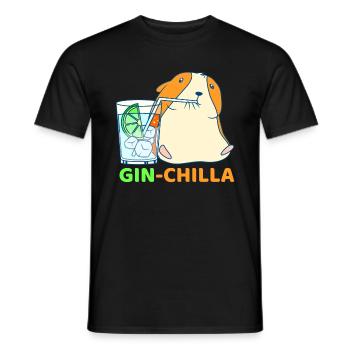 Gin-Chilla Mignon Chinchilla avec gin verre cadeau - T-shirt homme - noir - Devant - AI Model Male 178 light (178cm)