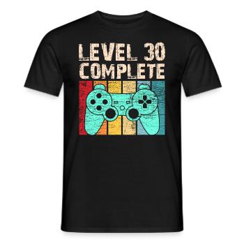 Niveau 30e anniversaire terminé - T-shirt homme - noir - Devant - AI Model Male 178 light (178cm)