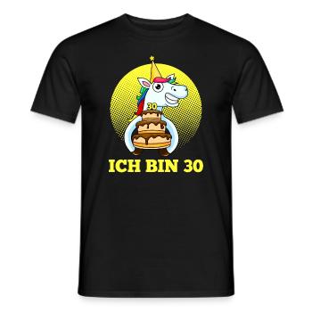 30. Geburtstag Einhorn Kuchen Geschenk - Männer T-Shirt - Schwarz - Vorne - AI Model Male 178 light (178cm)