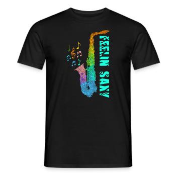 Feelin Saxy Saxophon - Männer T-Shirt - Schwarz - Vorne - AI Model Male 178 light (178cm)
