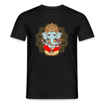 Ganesha Mandala Hindu God Hinduism Yoga - Men's T-Shirt - black - Front - AI Model Male 178 light (178cm)