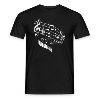 Partition de piano cadeau clé de piano à queue - T-shirt homme - noir - Devant - AI Model Male 178 light (178cm)