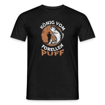 König vom Forellenpuff Forellen Angler Forellensee - Männer T-Shirt - Schwarz - Vorne - AI Model Male 178 light (178cm)