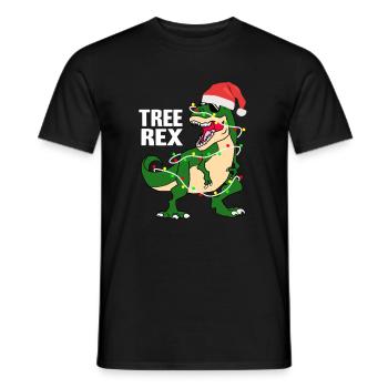 Tree Rex Christmas Xmas Dinosaur Costume - Men's T-Shirt - black - Front - AI Model Male 178 light (178cm)