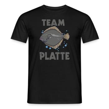 Team Platte Plattfisch Brandungsangln Scholle - Männer T-Shirt - Schwarz - Vorne - AI Model Male 178 light (178cm)