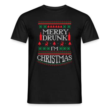 Merry Drunk I'm Christmas - Ugly Christmas Sweater - Männer T-Shirt - Schwarz - Vorne - AI Model Male 178 light (178cm)
