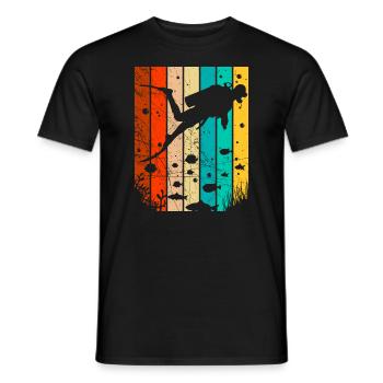Retro diver coral marine life gift - Men's T-Shirt - black - Front - AI Model Male 178 light (178cm)