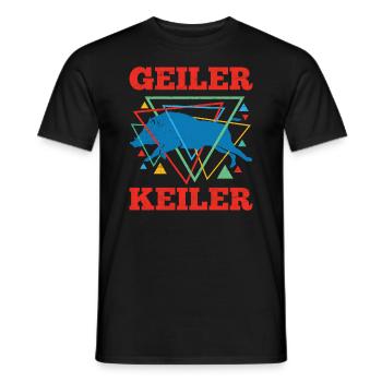 Geometrische Jagd Spruch Jäger Geschenk Rotwild - Männer T-Shirt - Schwarz - Vorne - AI Model Male 178 light (178cm)