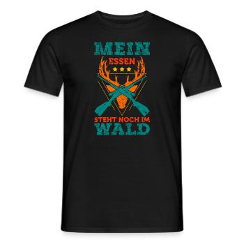 Jäger Jagd Spruch Mein Essen im Wald Rotwild - Männer T-Shirt - Schwarz - Vorne - AI Model Male 178 light (178cm)