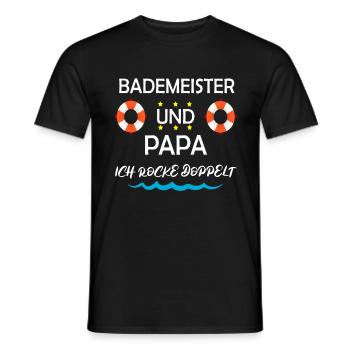 Bademeister Papa Vater Rettungsschwimmer Geschenk - Männer T-Shirt - Schwarz - Vorne - AI Model Male 178 light (178cm)