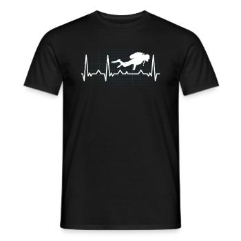 Diver Heart Line Heartbeat cadeau de plongeur - T-shirt homme - noir - Devant - AI Model Male 178 light (178cm)