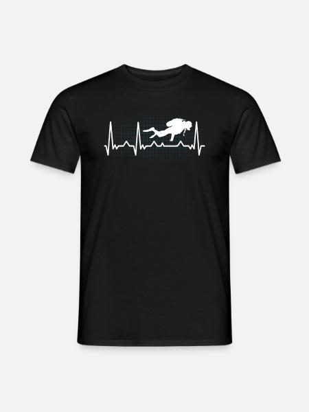 Diver heart line heartbeat diver gift - Men's T-Shirt - black