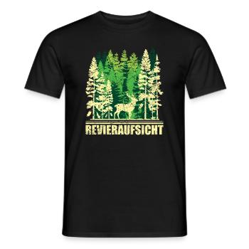 Wald Natur Bäume Spruch Revieraufsicht Jagd Jäger - Männer T-Shirt - Schwarz - Vorne - AI Model Male 178 light (178cm)