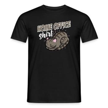 Home office shirt with cat kitten kitten - Men's T-Shirt - black - Front - AI Model Male 178 light (178cm)