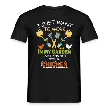 Jardin jardin jardinier poulet poulet paysan plantes - T-shirt homme - noir - Devant - AI Model Male 178 light (178cm)