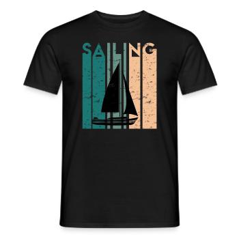 Retro Sailor Sailing Regatta Gift Sailboat - Men's T-Shirt - black - Front - AI Model Male 178 light (178cm)