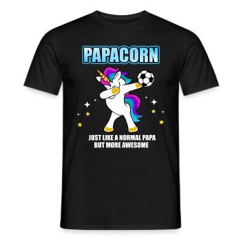 Papacorn - Papa Einhorn Fußball Dabbing Unicorn - Männer T-Shirt - Schwarz - Vorne - AI Model Male 178 light (178cm)