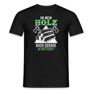 Förster und Holzfäller Spruch Holz denkt an mich - Männer T-Shirt - Schwarz - Vorne - AI Model Male 178 light (178cm)