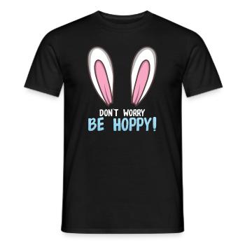 Osteregschenk Hasenohren Hasen Spruch be hoppy - Männer T-Shirt - Schwarz - Vorne - AI Model Male 178 light (178cm)