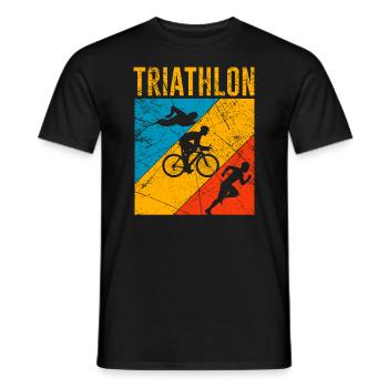 Vintage Triathlon Triathlètes cadeaux endurance - T-shirt homme - noir - Devant - AI Model Male 178 light (178cm)