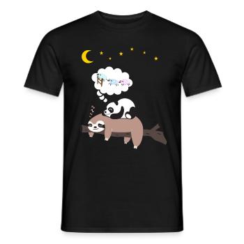 Cute Panda Sleeps on Sloth Pajamas - Men's T-Shirt - black - Front - AI Model Male 178 light (178cm)