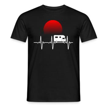 Camping vacances coeur palpitant au coucher du soleil Tentes - T-shirt homme - noir - Devant - AI Model Male 178 light (178cm)
