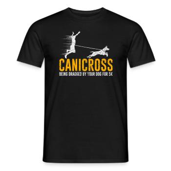 Canicross being dragged by your Dog for 5k Zughund - Men's T-Shirt - black - Front - AI Model Male 178 light (178cm)