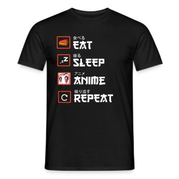 Eat Sleep Anime Repeat - Kawaii Otaku Japan Kanji - T-shirt homme - noir - Devant - AI Model Male 178 light (178cm)