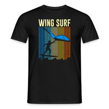 Wing Surf Gift Wing Foiler Retro Vintage - Men's T-Shirt - black - Front - AI Model Male 178 light (178cm)