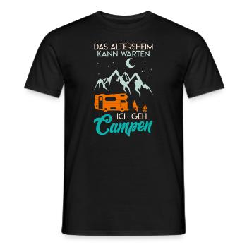 Wohnmobil Spruch Altersheim kann warten Reisemobil - Männer T-Shirt - Schwarz - Vorne - AI Model Male 178 light (178cm)