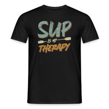 SUP Stand up Paddle Spruch SUP is my therapy - Männer T-Shirt - Schwarz - Vorne - AI Model Male 178 light (178cm)