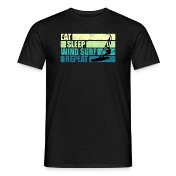 Vintage Windsurfer Geschenk Eat Sleep Windsurf - Männer T-Shirt - Schwarz - Vorne - AI Model Male 178 light (178cm)