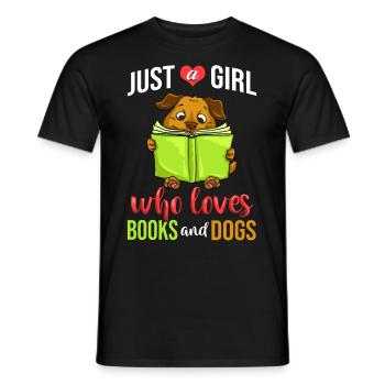 Buch Hund Lesender Bücherwurm Bibliothekar Leser - Männer T-Shirt - Schwarz - Vorne - AI Model Male 178 light (178cm)