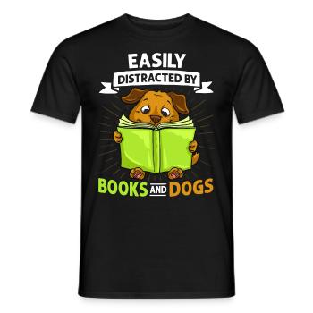 Buch Hund Lesender Bücherwurm Bibliothekar Leser - Männer T-Shirt - Schwarz - Vorne - AI Model Male 178 light (178cm)