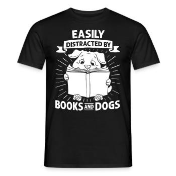 Buch Hund Lesender Bücherwurm Bibliothekar Leser - Männer T-Shirt - Schwarz - Vorne - AI Model Male 178 light (178cm)