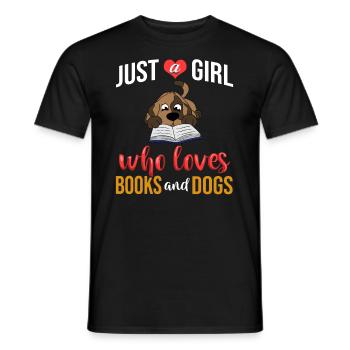 Buch Hund Lesender Bücherwurm Bibliothekar Leser - Männer T-Shirt - Schwarz - Vorne - AI Model Male 178 light (178cm)