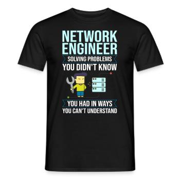 Netzwerkingenieur Ingénieur réseau Informatique - T-shirt homme - noir - Devant - AI Model Male 178 light (178cm)