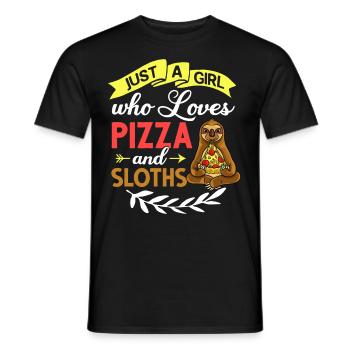 Sloth Pizza Delivery Pizzeria Italian - Men's T-Shirt - black - Front - AI Model Male 178 light (178cm)