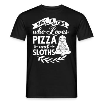 Sloth Pizza Delivery Pizzeria Italian - Men's T-Shirt - black - Front - AI Model Male 178 light (178cm)