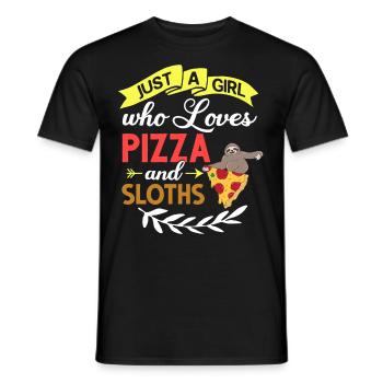 Sloth Pizza Delivery Pizzeria Italian - Men's T-Shirt - black - Front - AI Model Male 178 light (178cm)