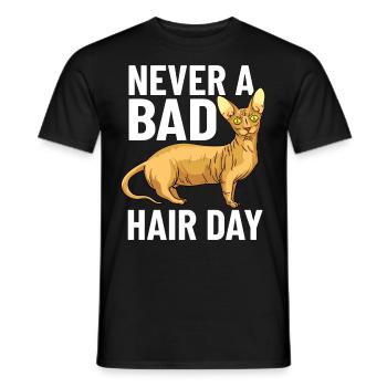 Sphynx Katze Sphinx Haarloses Kätzchen Ägypten - Männer T-Shirt - Schwarz - Vorne - AI Model Male 178 light (178cm)