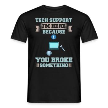Tech Support IT Technical Assistance Helpdesk - Men's T-Shirt - black - Front - AI Model Male 178 light (178cm)