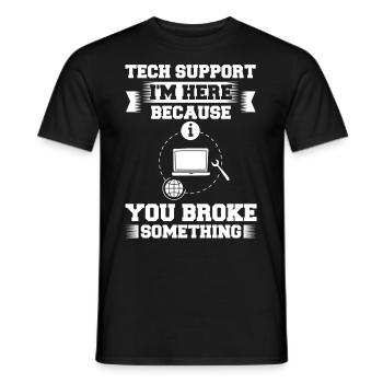 Tech Support IT Technical Assistance Helpdesk - Men's T-Shirt - black - Front - AI Model Male 178 light (178cm)