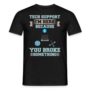 Tech Support IT Technical Assistance Helpdesk - Men's T-Shirt - black - Front - AI Model Male 178 light (178cm)