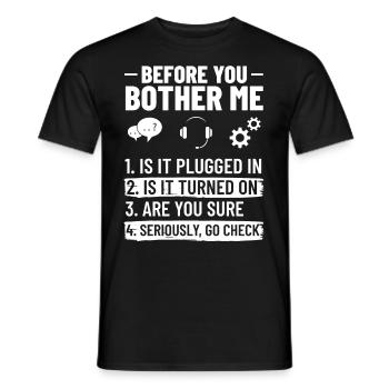 Tech Support IT Technical Assistance Helpdesk - Men's T-Shirt - black - Front - AI Model Male 178 light (178cm)