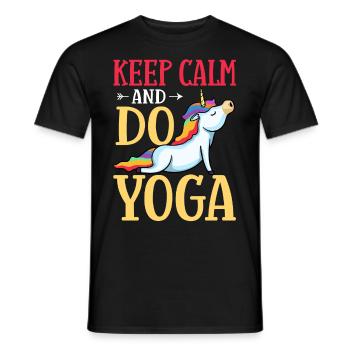Yoga Licorne Débutant Entraînement Citations Méditation - T-shirt homme - noir - Devant - AI Model Male 178 light (178cm)