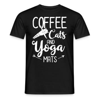 Yoga Cat Débutant Séances d’entraînement Citation Méditation - T-shirt homme - noir - Devant - AI Model Male 178 light (178cm)